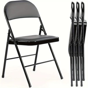 Leather Padded Folding Chairs (Set of 4)